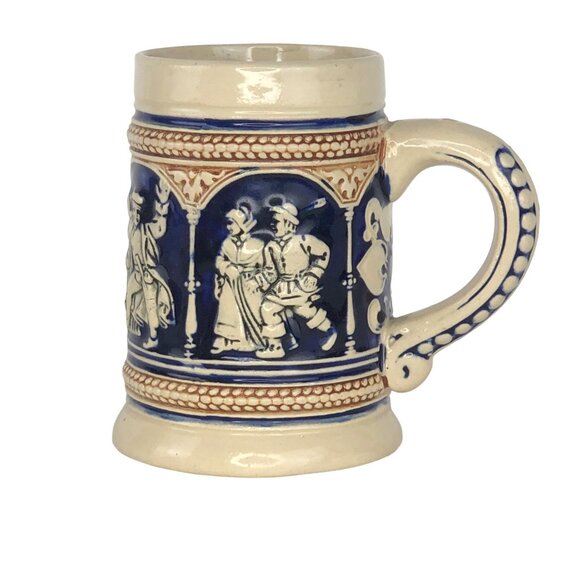 Vintage Miniature Beer Stein Blue White German Holland Port Mug w/ Handle - Picture 6 of 9